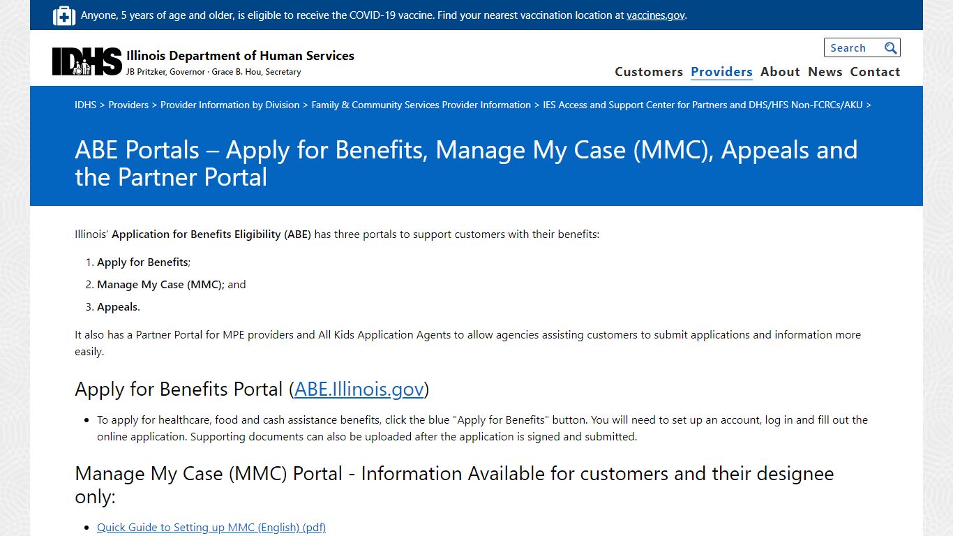 IDHS: ABE Portals – Apply for Benefits, Manage My Case (MMC), Appeals ...